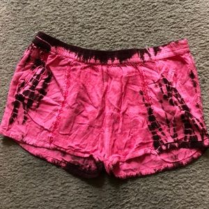 Pink & brown tie dye shorts